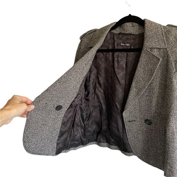 MARC AUREL Wool Blazer Jacket Black White Herringbone 38 - Picture 4 of 8